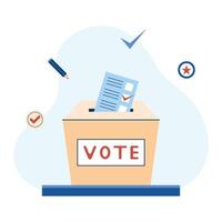 Vote 2024. Vote Ballot paper in the ballot box. Element for election themed design. Isolated illustration. vector