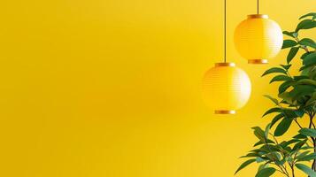 Bright yellow texture with subtle lantern patterns Mid Autumn Festival cheerful and luminous festive warmth with a traditional touch perfect for seasonal designs photo