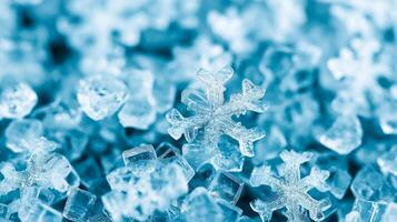 Smooth icy blue glass texture with frozen snowflake details winter holiday chill delicate crystalline surface perfect for festive designs photo