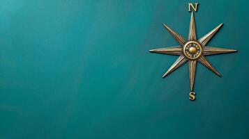Smooth teal leather with faint gold compass design Columbus Day adventurous and exploratory subtle hints of history perfect for thematic designs photo