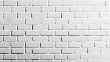 Wide shot of a painted brick wall in crisp white with textured bricks and slight surface irregularities creating a clean minimalist background with subtle depth photo