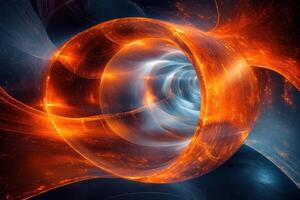 Abstract Digital Art with Fiery Orange and Cool Blue Swirls Creating a Futuristic and Dynamic Energy Flow photo