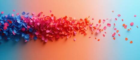 Vibrant Colorful Petals in Motion Against a Gradient Background, Symbolizing Creativity and Energy photo