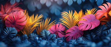 Vibrant Tropical Foliage with Colorful Leaves in a Lush Jungle Setting photo