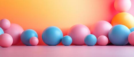 Colorful Abstract Background with Gradient and 3D Spheres in Pink, Blue, and Orange Tones photo