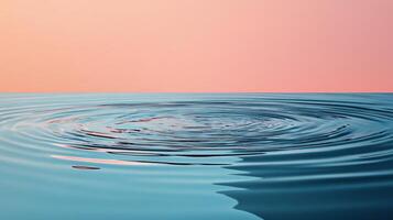 Tranquil Water Ripples at Sunset with Soft Pink and Blue Gradient Sky in Minimalist Style photo