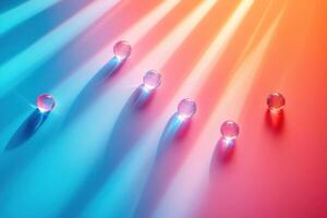 Colorful Glass Spheres with Dramatic Lighting and Shadows on a Vibrant Gradient Background photo