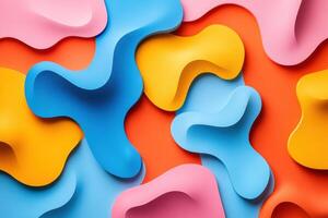 Vibrant Abstract Background with Colorful Fluid Shapes in Blue, Pink, Yellow, and Orange Tones photo