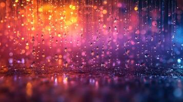 Abstract Colorful Water Droplets with Bokeh Effect in Vibrant Lighting, Perfect for Backgrounds and Artistic Projects photo