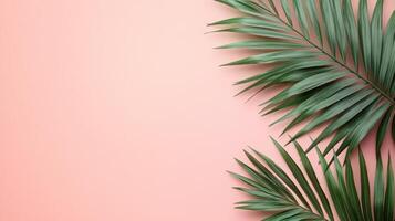 Tropical Palm Leaves on a Soft Peach Background - Minimalist Nature Concept photo