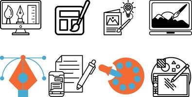 Graphic design program tools icons set collection design vector