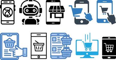 website and app icon set collection designs vector