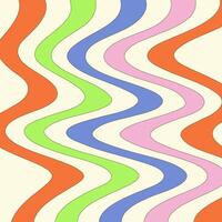 1960s Hippie Wallpaper Design. Trippy Glitchy Background for Psychedelic 60s 70s Parties with Bright Acid Rainbow Groovy Geometric Wavy Pattern. Simple Illustration with trippy vibe. vector