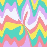 Abstract wavy distorted retro groovy background. illustration of concentrated waves in 1970s hippie style. Psychedelic dynamic liquid shape vector