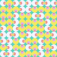 Abstract background of Mid-Century modern geometric round shapes. seamless pattern with colorful circles. Psychedelic hippy style vector
