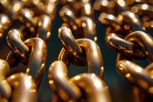 Golden chain creating intricate pattern reflecting light photo