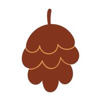 Pine Cone Isolated Flat Hand Drawn Graphic Design for Autumn and Nature Themed Decor Projects. vector