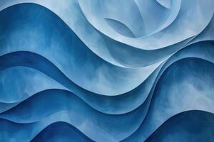 Abstract blue minimalist background with wavy lines flowing on surface photo