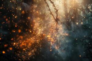 Worker using welding torch creating glowing sparks in the air photo