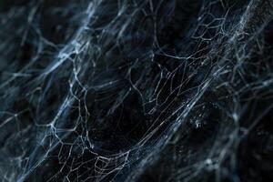 Spider web covered in dust particles creating an abstract pattern photo