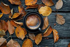 Aromatic coffee creating cozy atmosphere for autumn mood photo