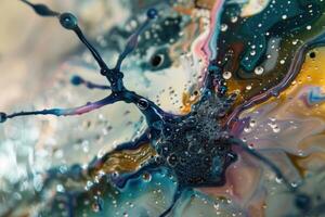 Highresolution image capturing vibrant paint splashes and swirls with intricate details photo