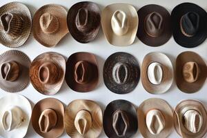 Assorted collection of stylish hats on display photo