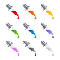 dropper icon set with different colors. pipette icon. illustration vector