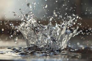 Closeup image capturing the lively and intricate patterns of a water splash photo