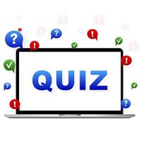 quiz popup hint. emblem design. Concept with laptop. illustration. vector