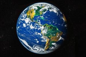 Planet earth from space with cloud patterns photo