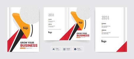 business brochure bi fold template colorful abstract layout vector