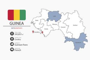 Guinea map and infographic. vector