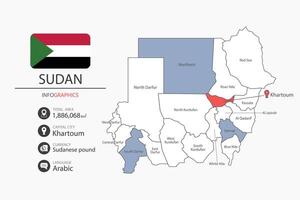 Sudan map and infographic. vector