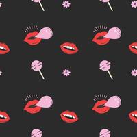 Seamless pattern with lips and lollipops. illustration. vector