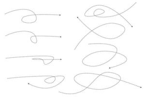 Set of dashed line arrows vector