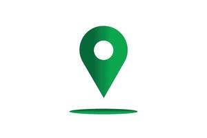 Green location marker icon on white background vector