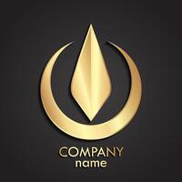 3d gold abstract logo circle and tip shape vector