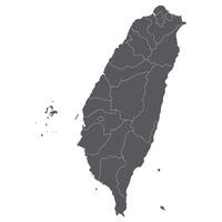 Taiwan map. Map of Taipei in administrative provinces in grey color vector