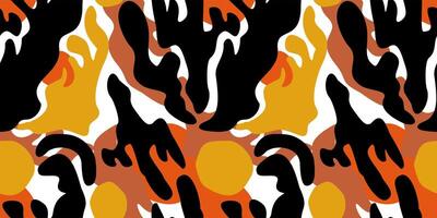 Abstract bright geometric pattern. Black, yellow and orange shapes on white background vector