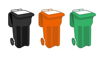 Garbage bin or trash cans illustration. Waste sorting containers vector