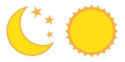 Moon with stars and sun flat icon, night and day icon. vector