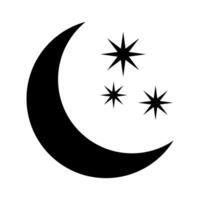 Crescent moon with stars icon on white background. Night icon. Crescent moon icon. Minimalist style. vector