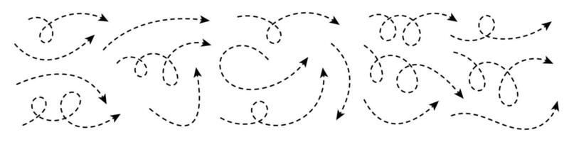 Curved dotted arrow. Zigzag arrow stripes design with dotted lines. vector