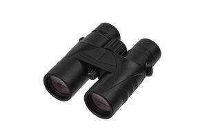 Modern binoculars isolate on white back. Surveillance device. Device for viewing at a distance. photo