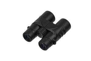Modern binoculars isolate on white back. Surveillance device. Device for viewing at a distance. photo
