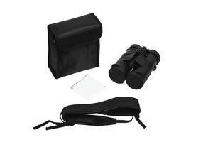 Modern binoculars isolate on white back. Surveillance device. Device for viewing at a distance. photo
