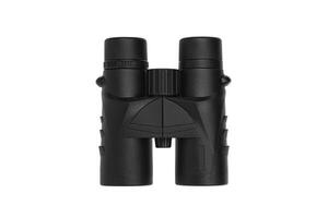 Modern binoculars isolate on white back. Surveillance device. Device for viewing at a distance. photo