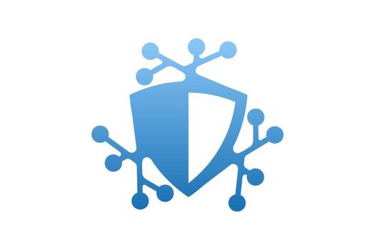 azul proteger con cuatro conectando sucursales. vector