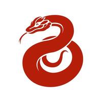 Red snake coiled on white background vector